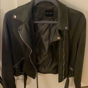 New Look Suede Green Moto Jacket